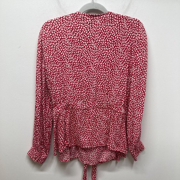 Talbots red white printed wrap top V neck blouse plus X 1x - Picture 9 of 10